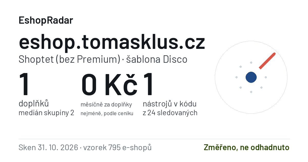 Sdílecí obrázek profilu eshop.tomasklus.cz: doplňky, tarif a šablona e-shopu s datem skenu