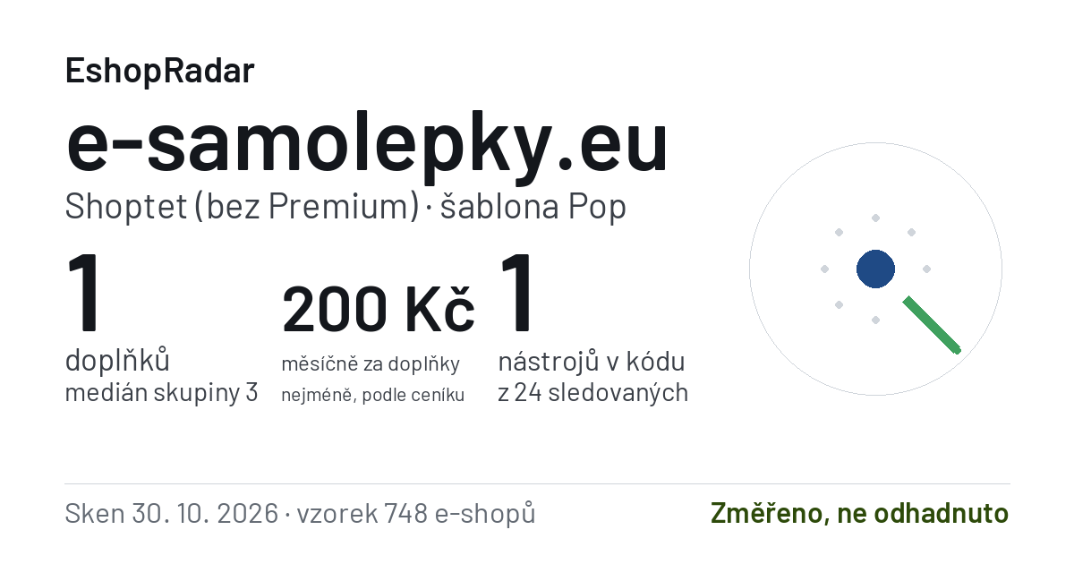 Sdílecí obrázek profilu e-samolepky.eu: doplňky, tarif a šablona e-shopu s datem skenu