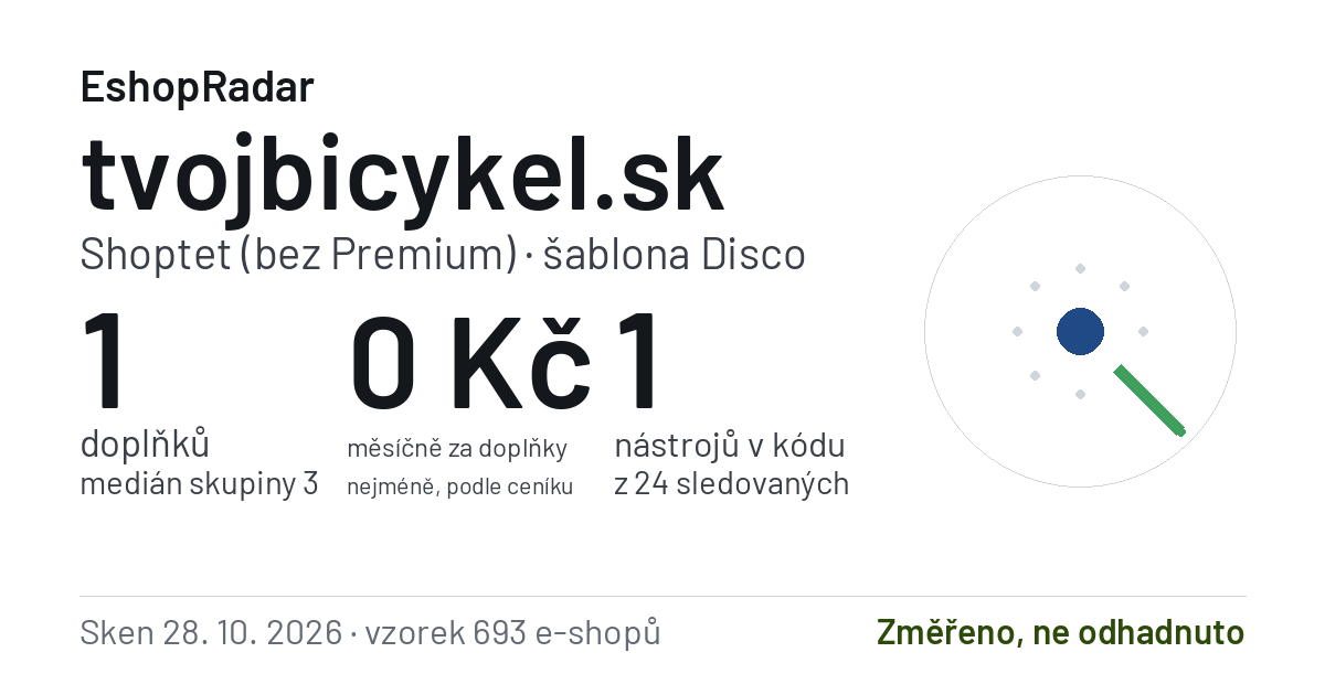 Sdílecí obrázek profilu tvojbicykel.sk: doplňky, tarif a šablona e-shopu s datem skenu
